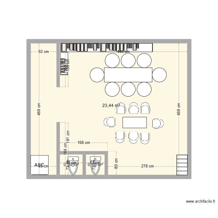 Asso étage. Plan de 3 pièces et 25 m2