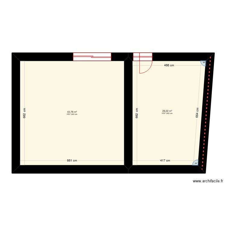 Copro. Foncroise a. Plan de 2 pièces et 73 m2