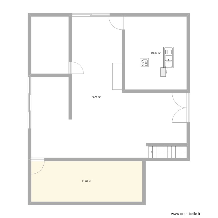 mmc. Plan de 3 pièces et 119 m2