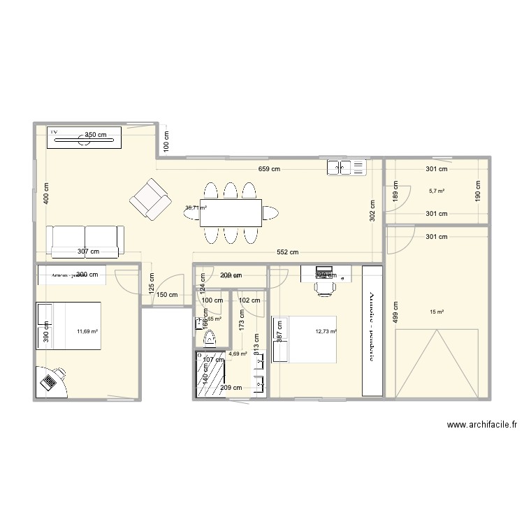 Camors -V3. Plan de 8 pièces et 89 m2