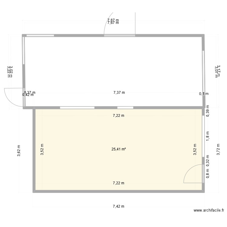 LEGAL 2. Plan de 1 pièce et 25 m2