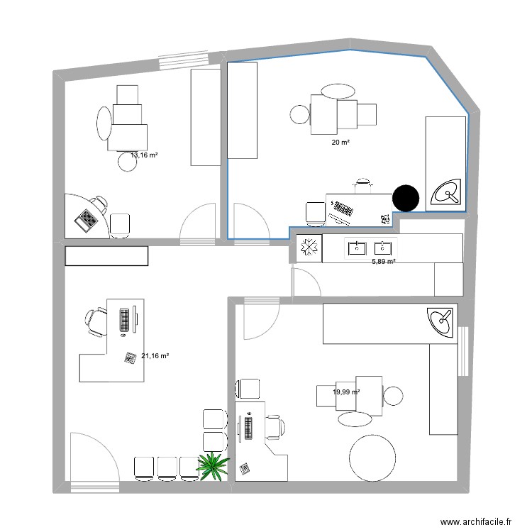 francais 2. Plan de 5 pièces et 80 m2