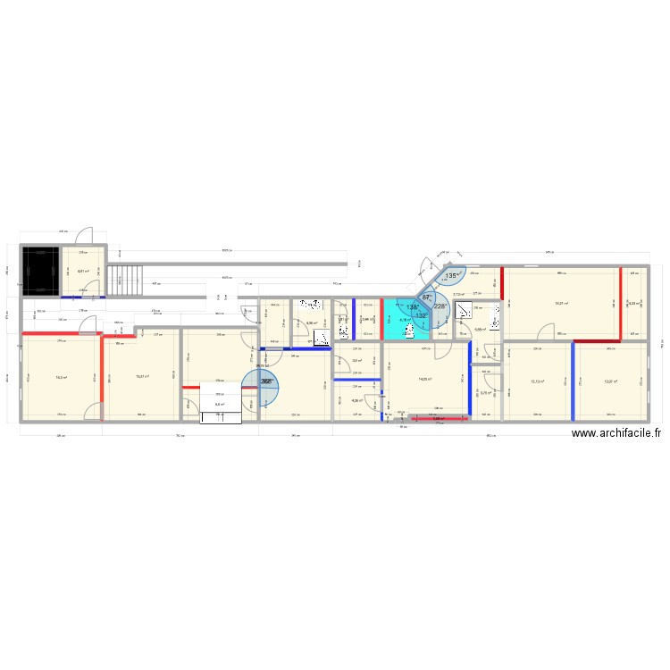 final coter droit ;. Plan de 21 pièces et 171 m2