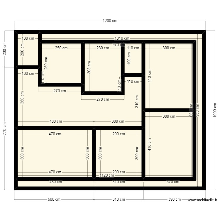 12X10 N18. Plan de 11 pièces et 97 m2