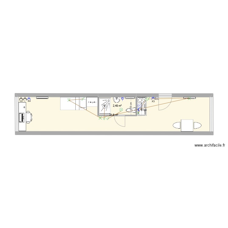 Plan Maison Etudiant . Plan de 2 pièces et 24 m2