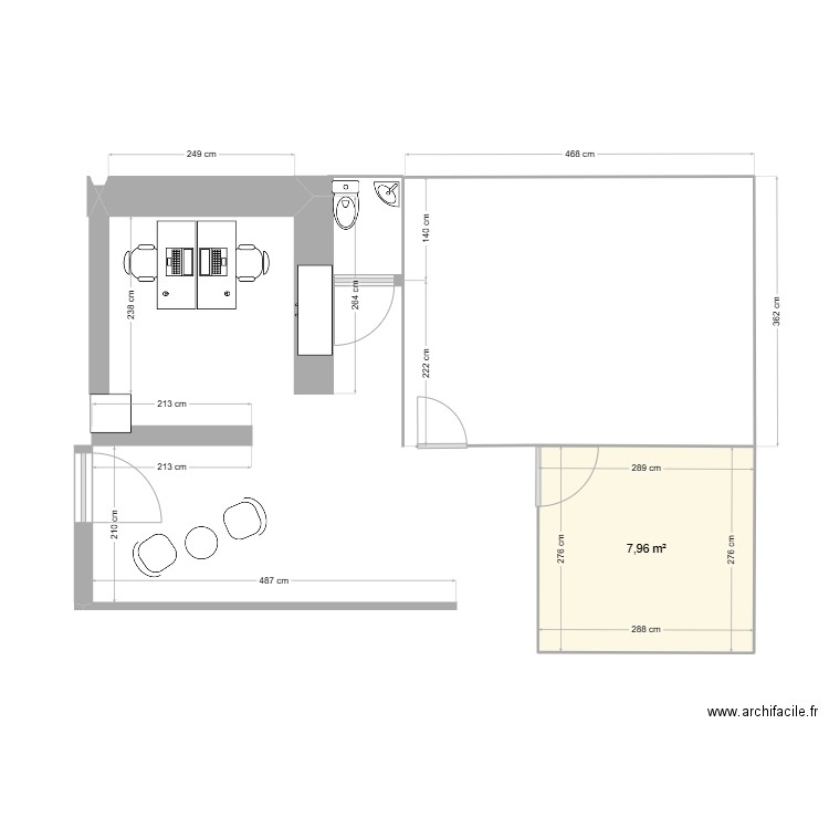 Plan accueil KOSMOS. Plan de 1 pièce et 8 m2