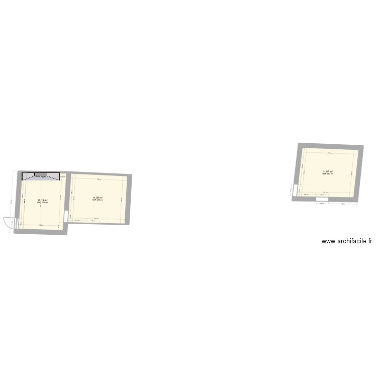 cuisine. Plan de 3 pièces et 32 m2