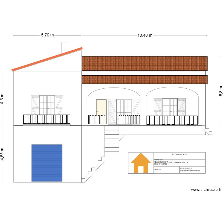 FACADE OUEST. Plan de 0 pièce et 0 m2