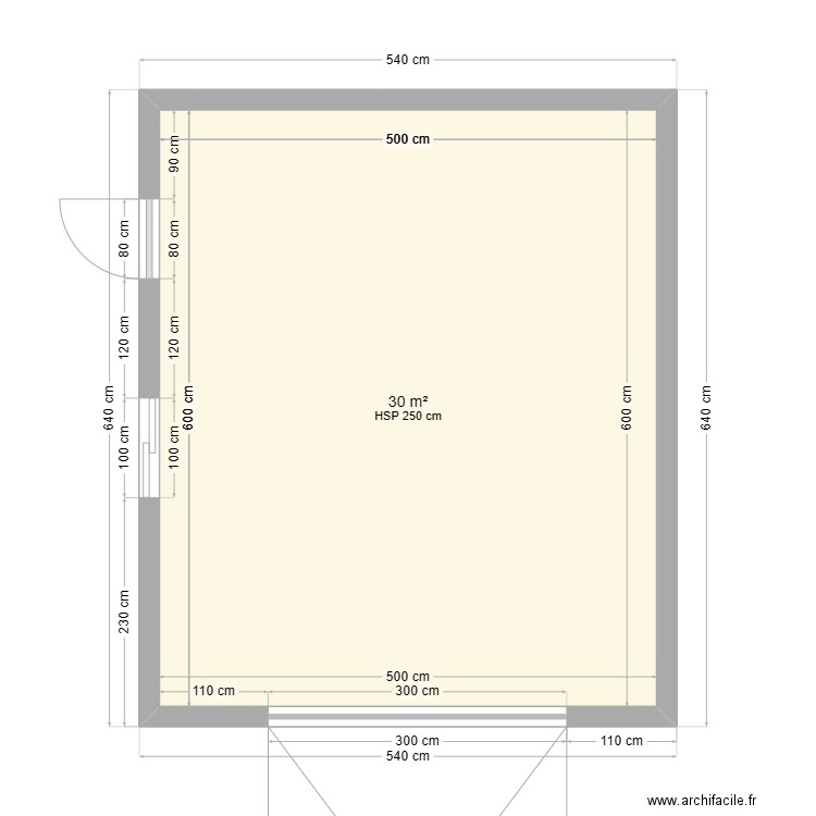 Garage Sly. Plan de 1 pièce et 30 m2