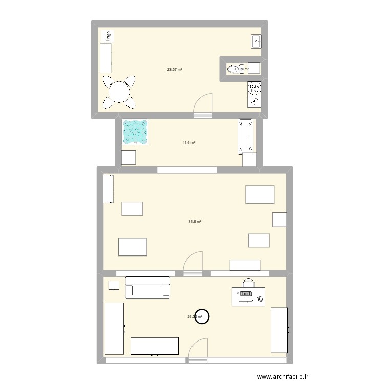 salon canicoiff . Plan de 5 pièces et 94 m2