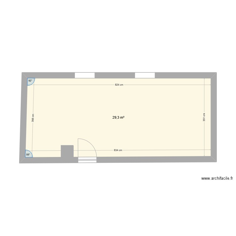 Plan de masse grenier Thuré. Plan de 1 pièce et 29 m2