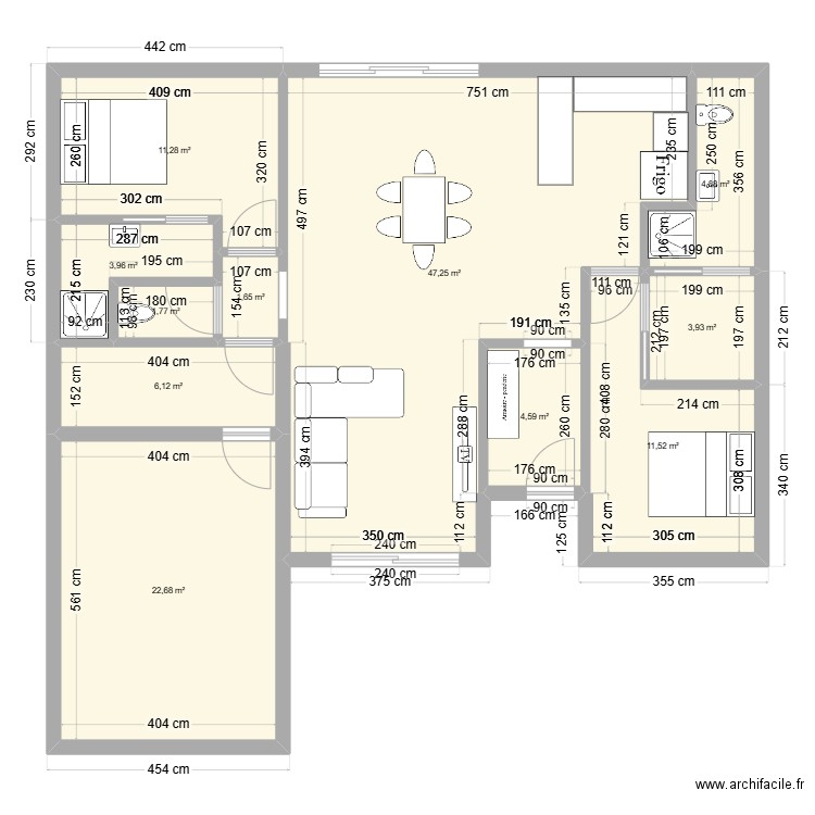 BOF. Plan de 11 pièces et 120 m2