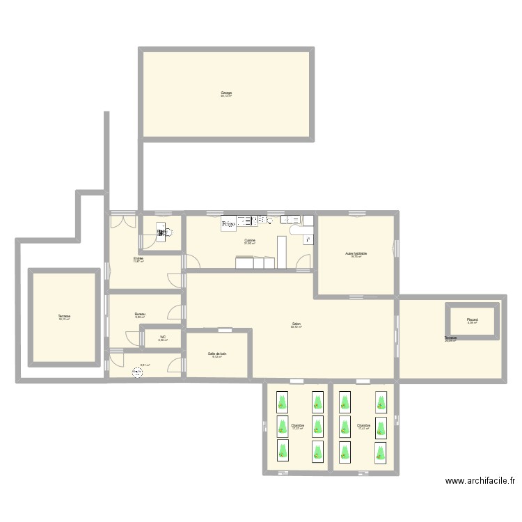 micro creche. Plan de 15 pièces et 268 m2