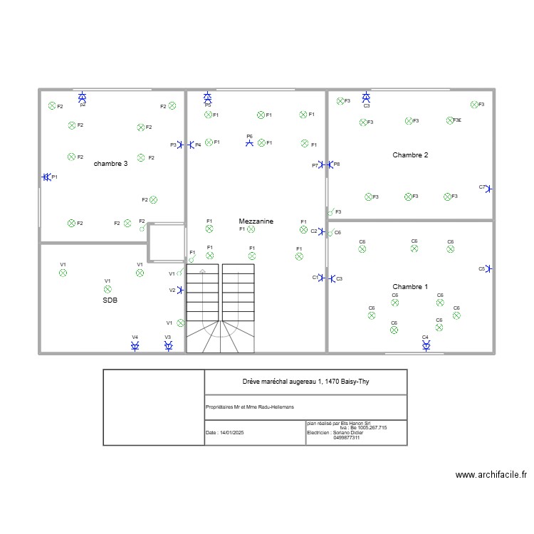 étage baisy thy. Plan de 6 pièces et 74 m2