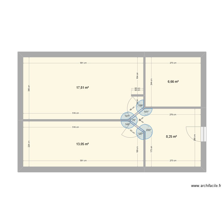 ETAGE 2. Plan de 4 pièces et 46 m2