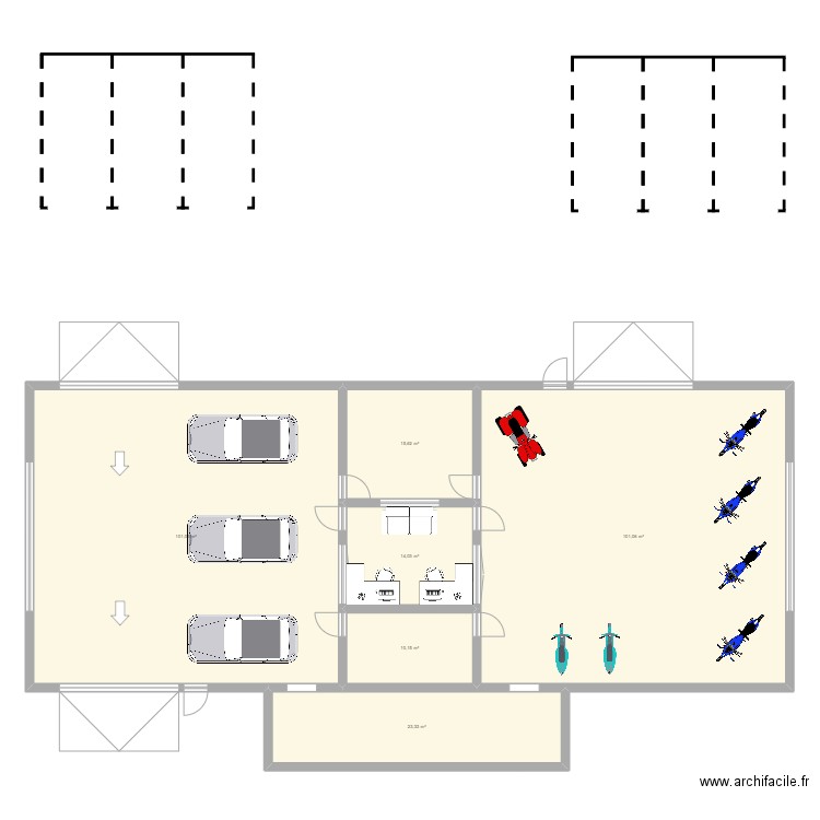 garage. Plan de 6 pièces et 265 m2