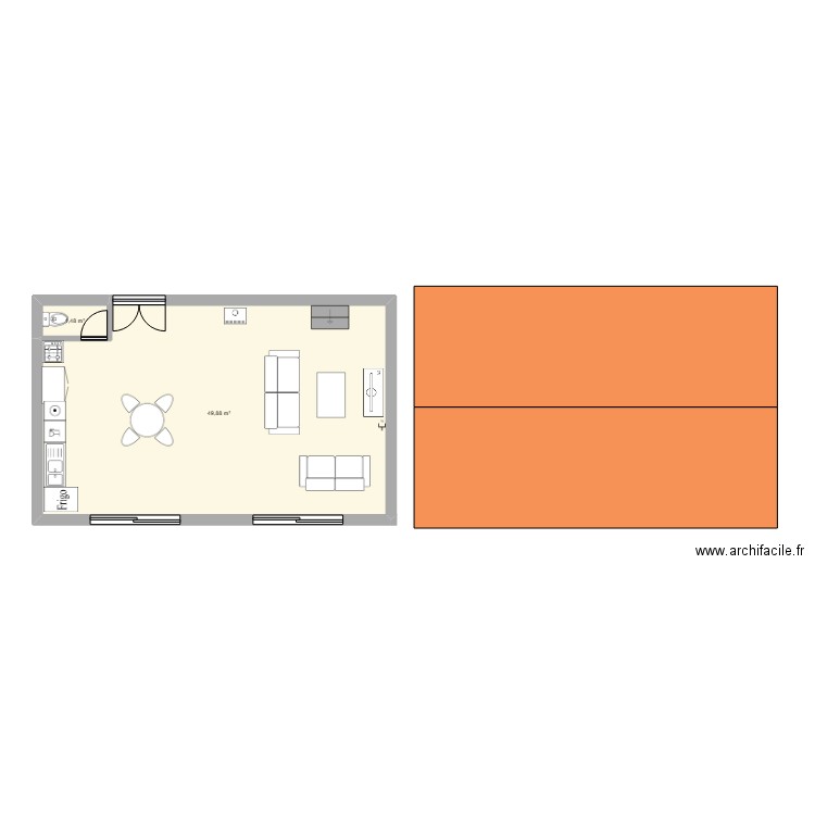 garage. Plan de 2 pièces et 51 m2