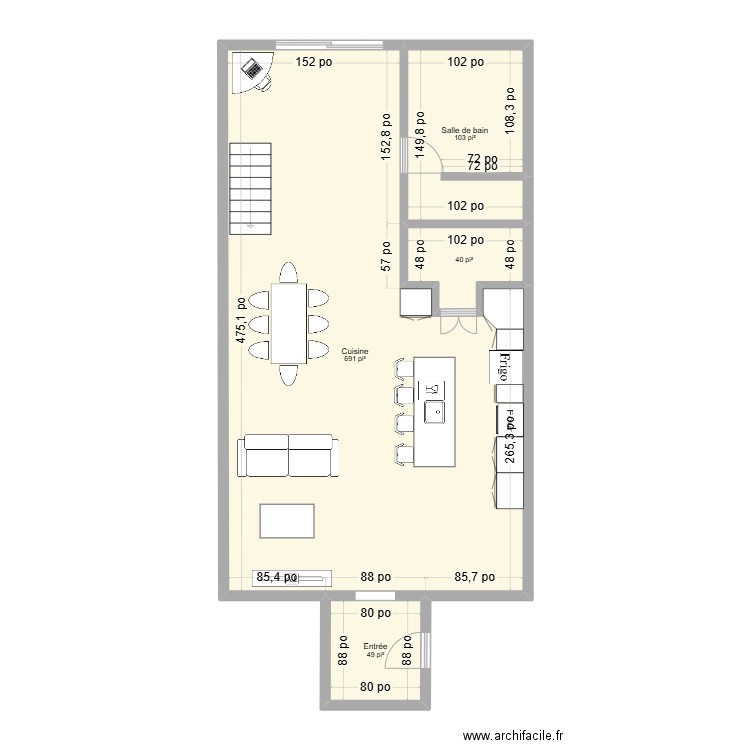 Roxanne Joyal. Plan de 4 pièces et 82 m2