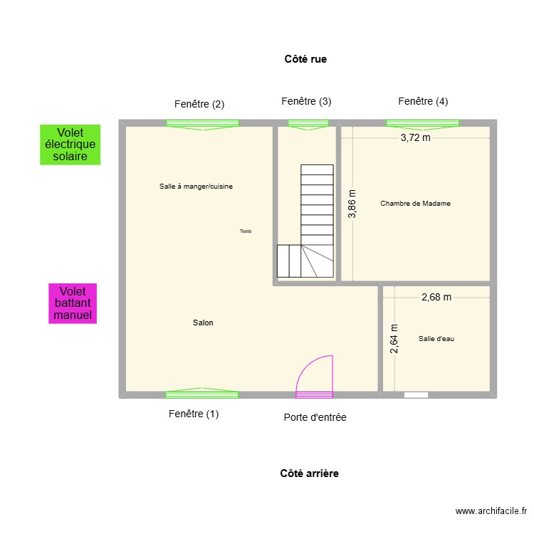 LASSERRE RDC adaptation. Plan de 3 pièces et 58 m2