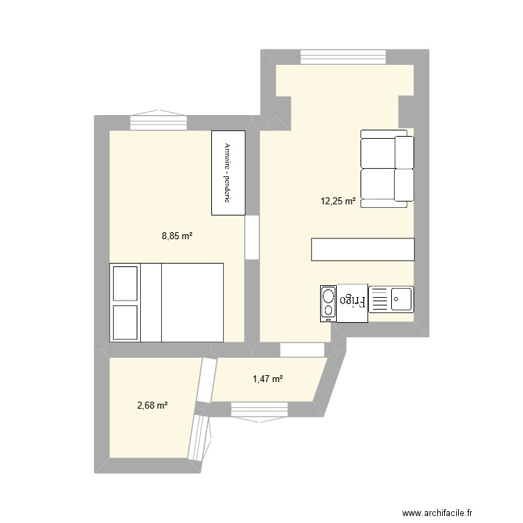 Plan1 . Plan de 4 pièces et 25 m2