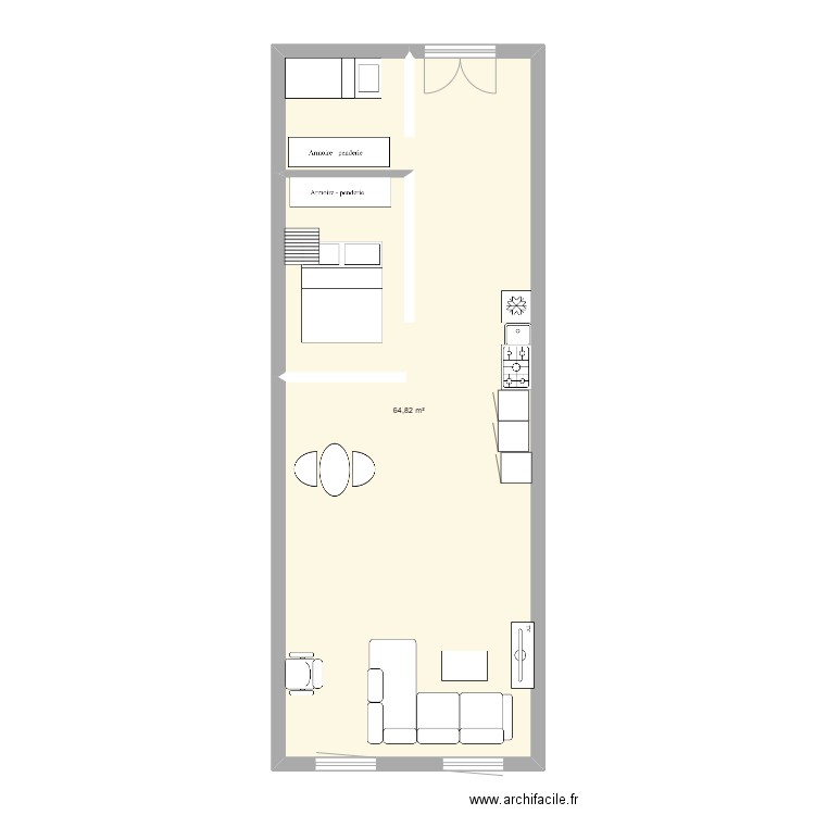 marseille. Plan de 1 pièce et 65 m2