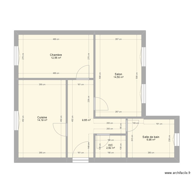 plan philippe. Plan de 6 pièces et 61 m2