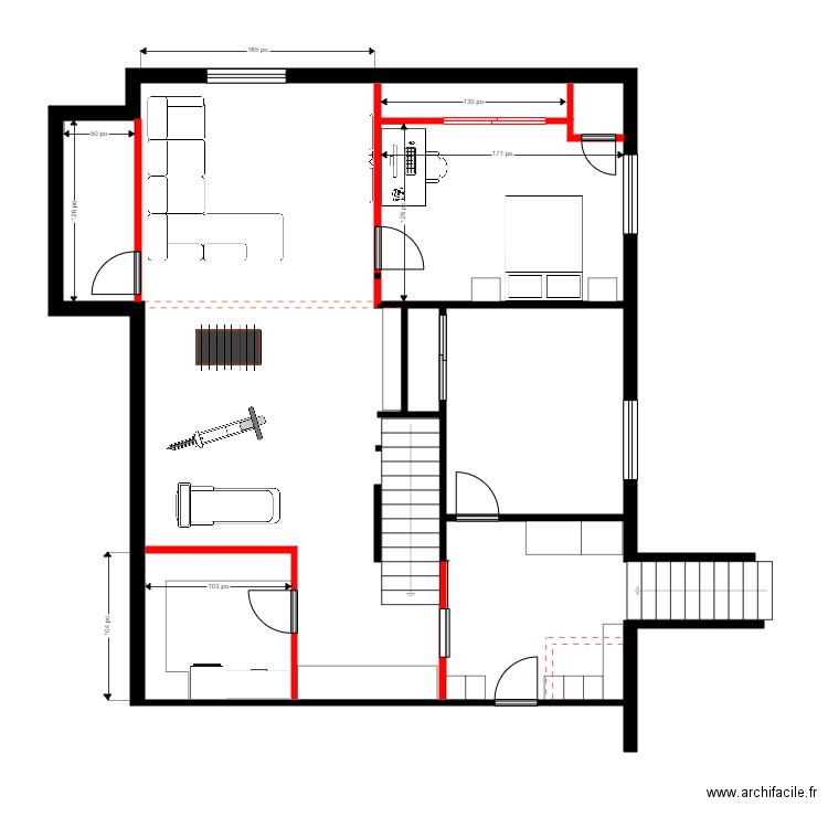 marois. Plan de 2 pièces et 13 m2