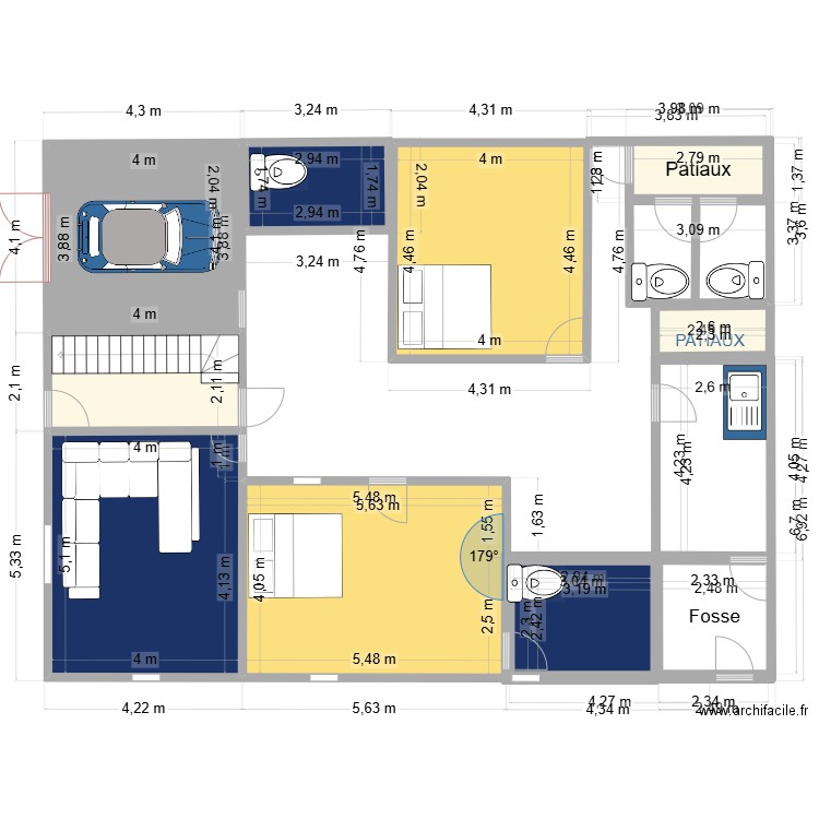 Plan Ayou2. Plan de 10 pièces et 106 m2