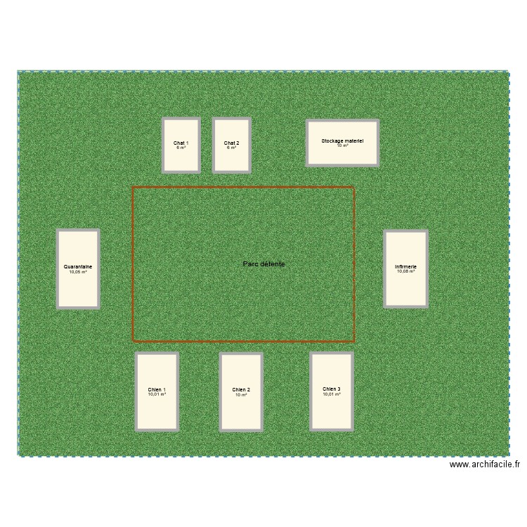 chenil. Plan de 8 pièces et 72 m2