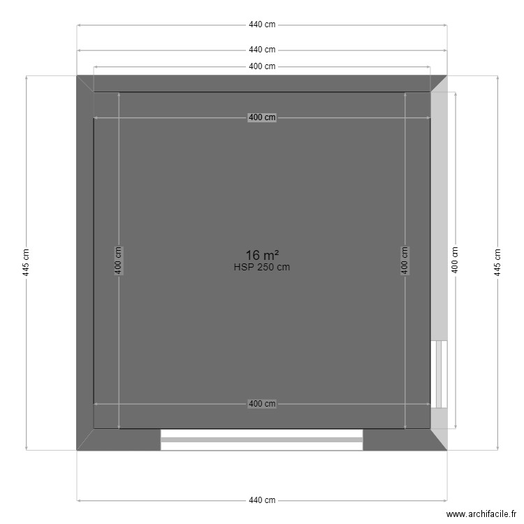 garage hatsady. Plan de 1 pièce et 16 m2