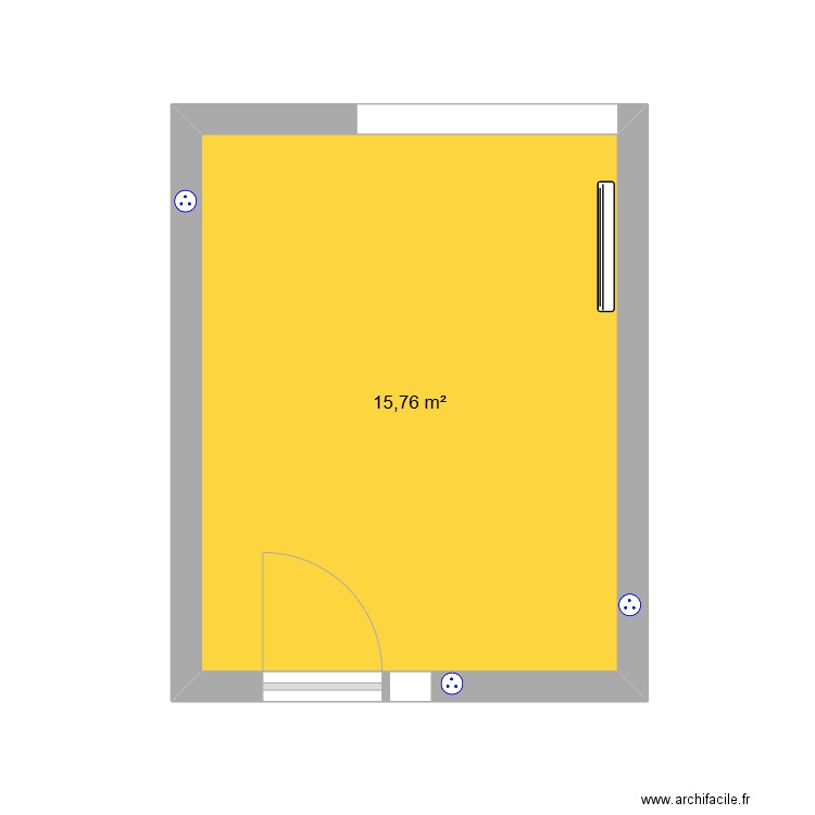 local. Plan de 1 pièce et 16 m2