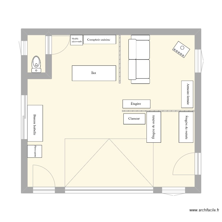 Garage Denis. Plan de 1 pièce et 43 m2