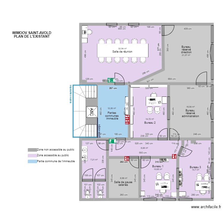 modif WIMOOV SAINT-AVOLD AVANT TRAVAUX. Plan de 13 pièces et 155 m2