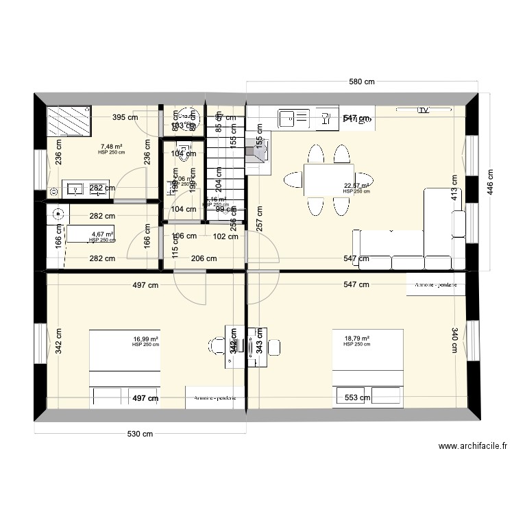 jcb appartement . Plan de 7 pièces et 78 m2