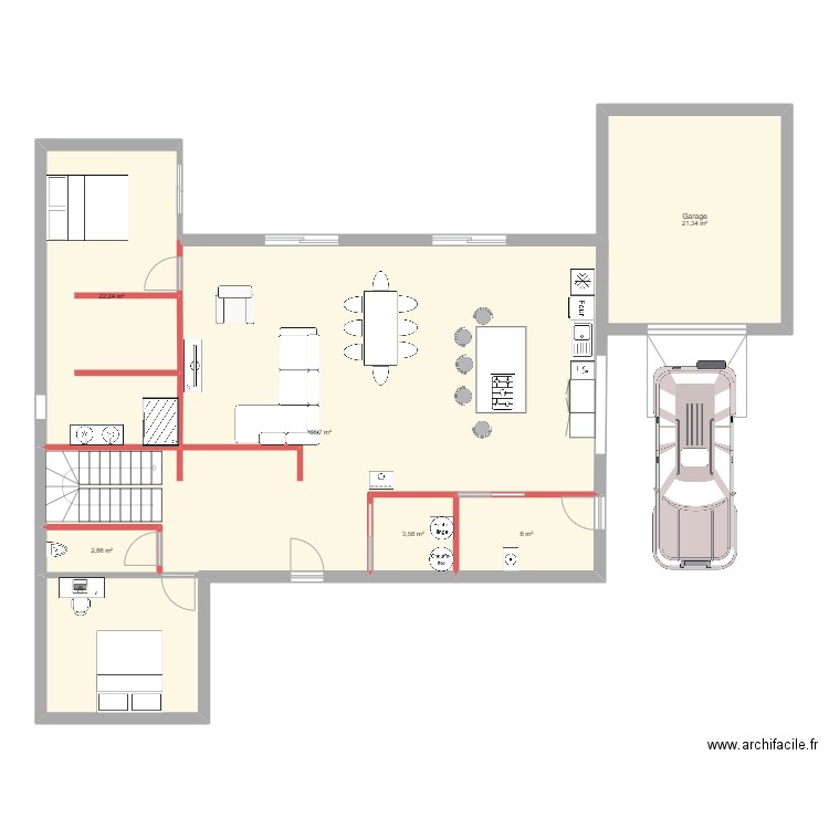 projet perso. Plan de 6 pièces et 143 m2