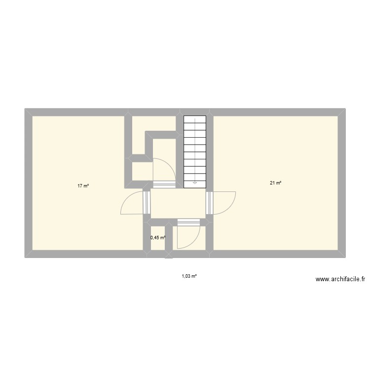 Duplex niveau 2 V2. Plan de 6 pièces et 47 m2