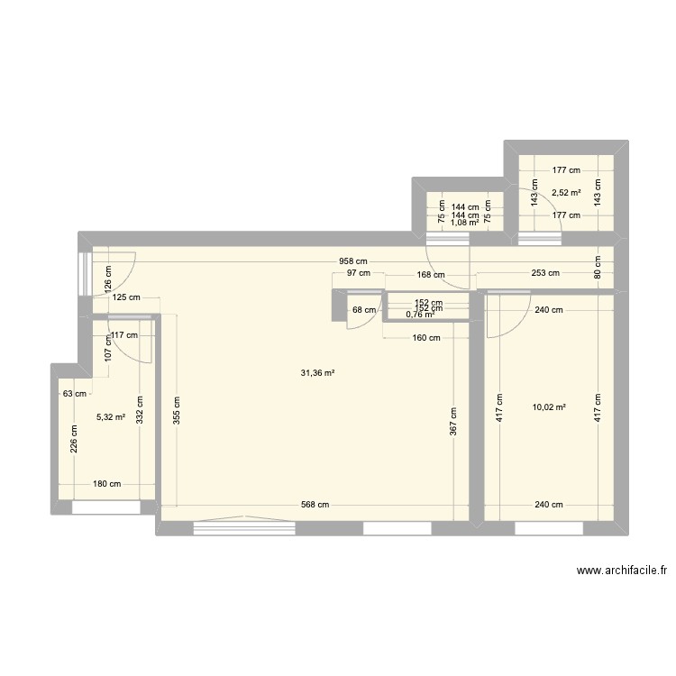 Plan ancien V2. Plan de 6 pièces et 51 m2