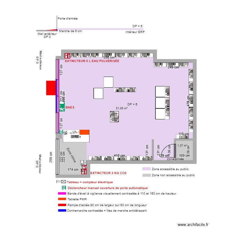 LILA DRESSING APRES TRAVAUX SÉCURITÉ INCENDIE. Plan de 3 pièces et 60 m2