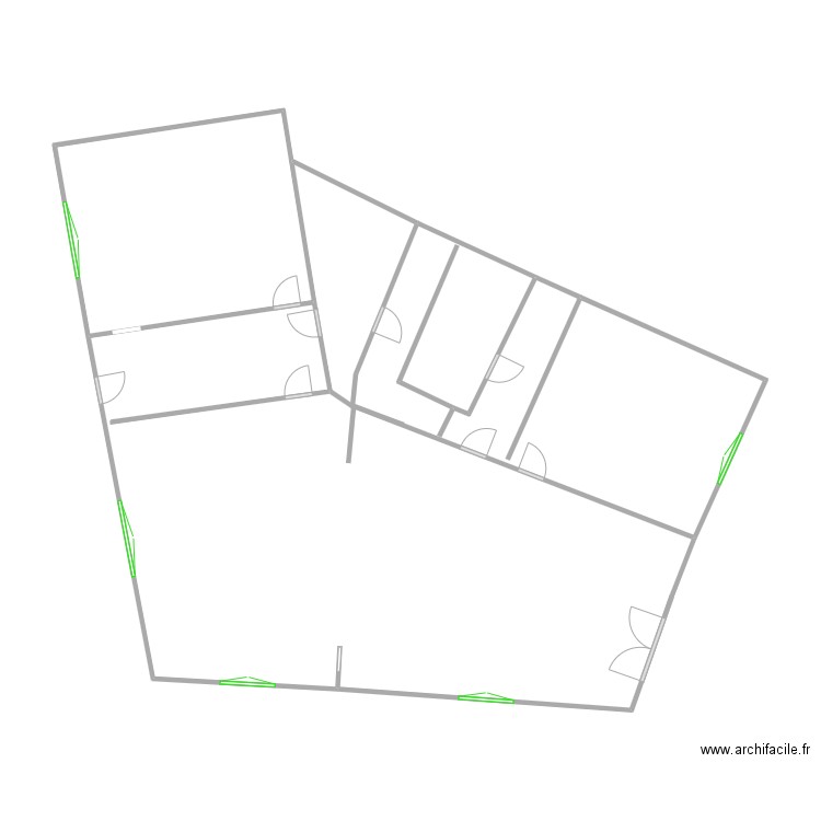 Nijverheid Rez de chaussée. Plan de 2 pièces et 19 m2