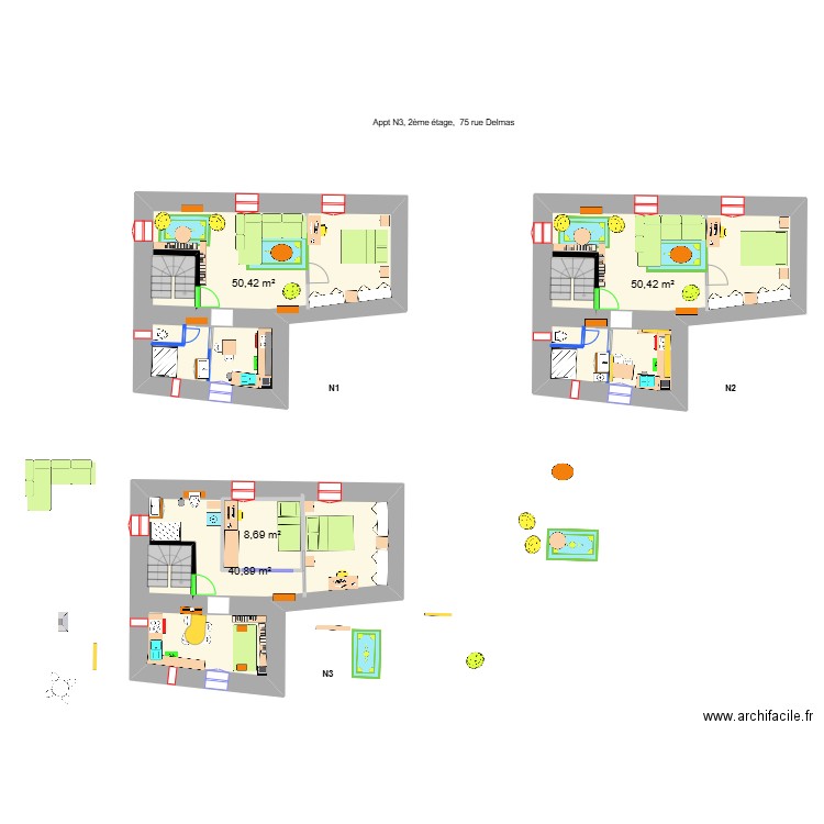 E2 Delmas 75_ n3. Plan de 4 pièces et 160 m2