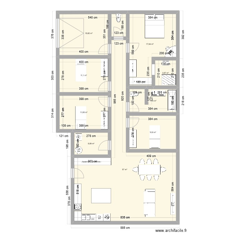 Maison Mours. Plan de 9 pièces et 139 m2