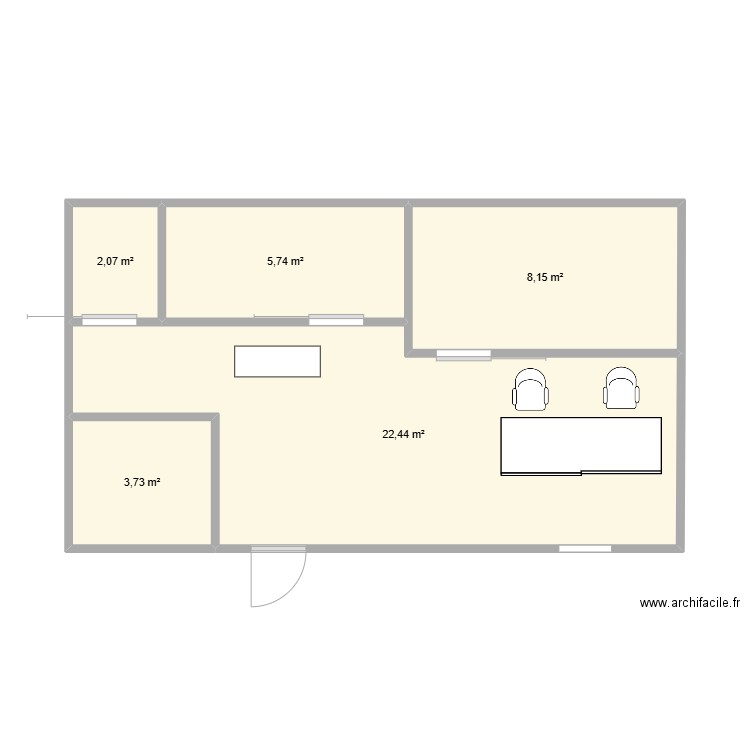 plan institut . Plan de 5 pièces et 42 m2