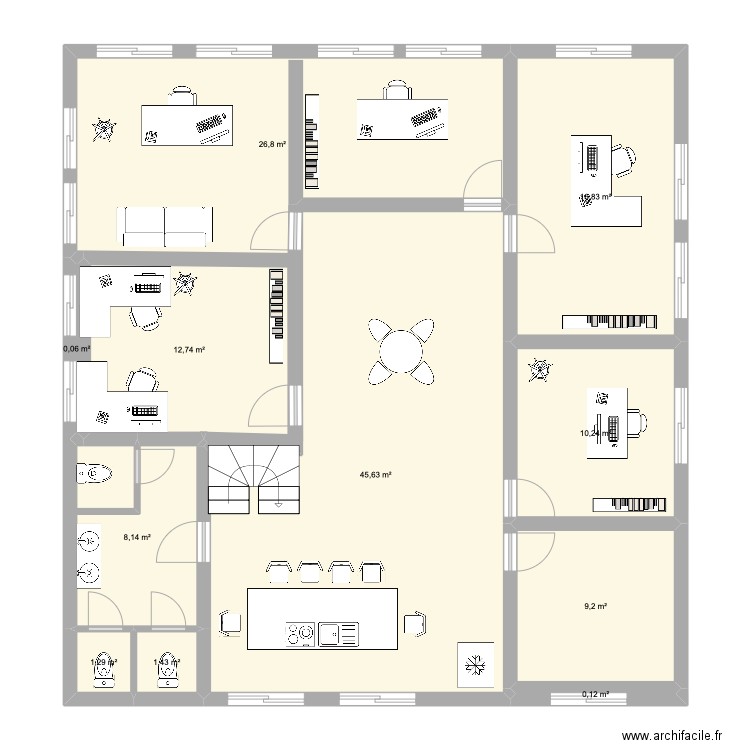 BUREAU SALOME. Plan de 11 pièces et 132 m2