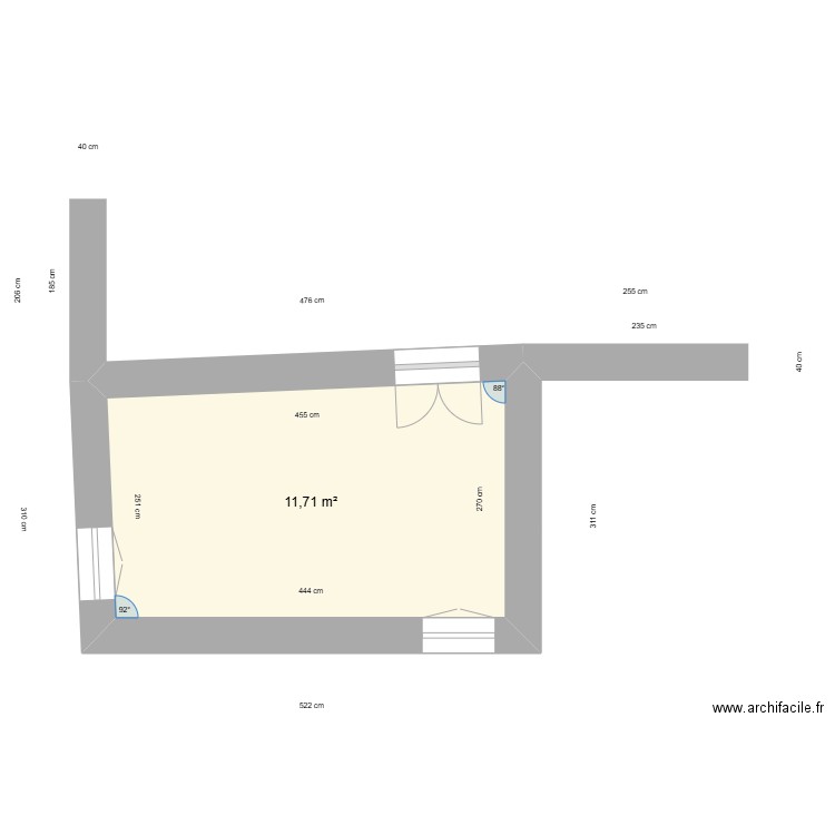 ALBERTINI Madeleine - Init. Plan de 1 pièce et 12 m2