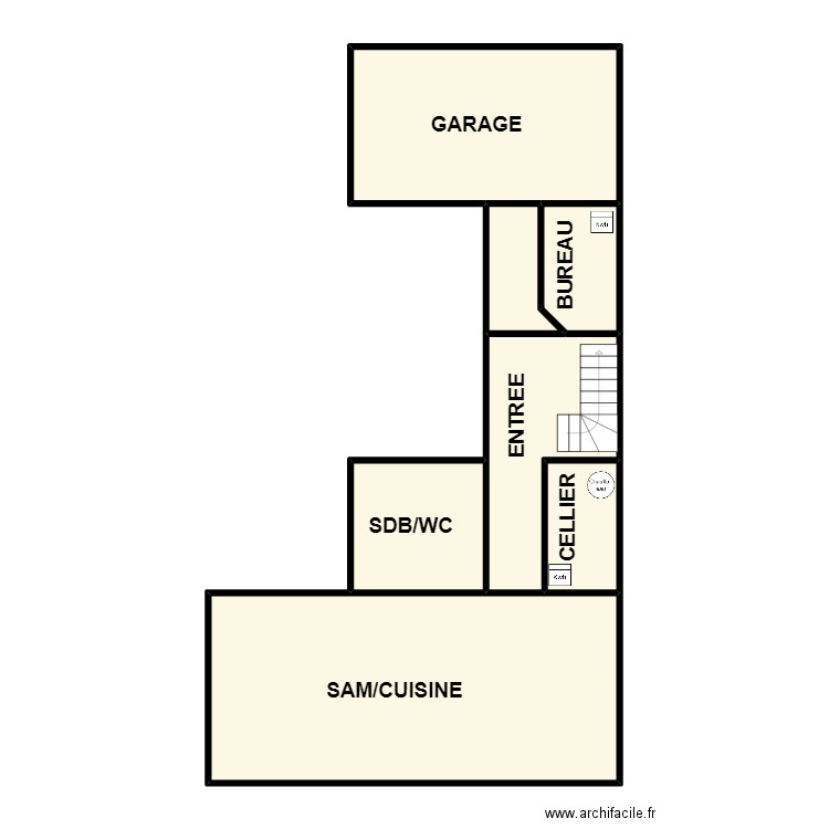 LERAY RDC. Plan de 7 pièces et 84 m2