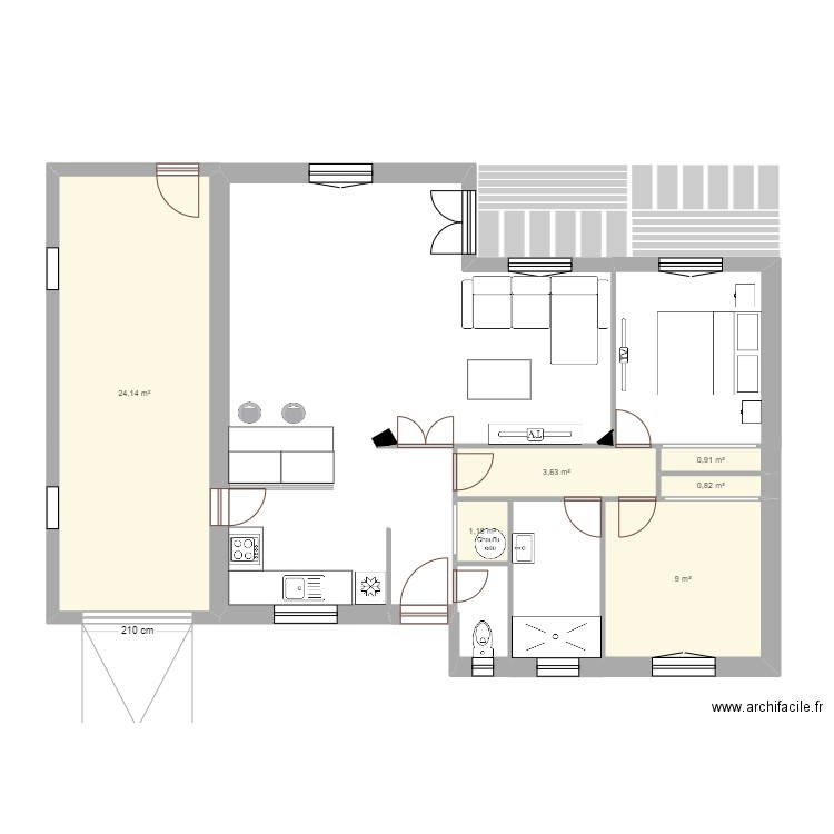 MAISON 3. Plan de 6 pièces et 40 m2