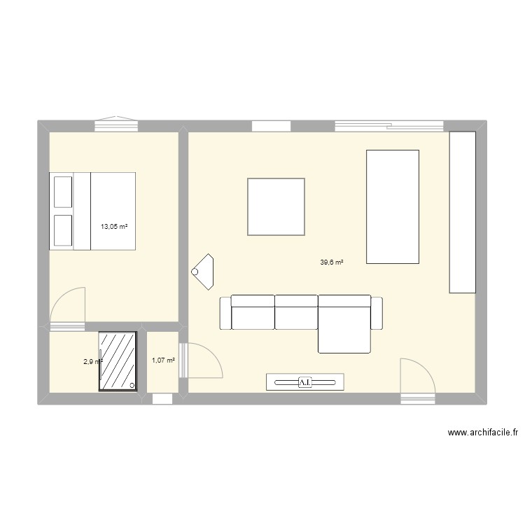 maison trégastel2. Plan de 4 pièces et 57 m2