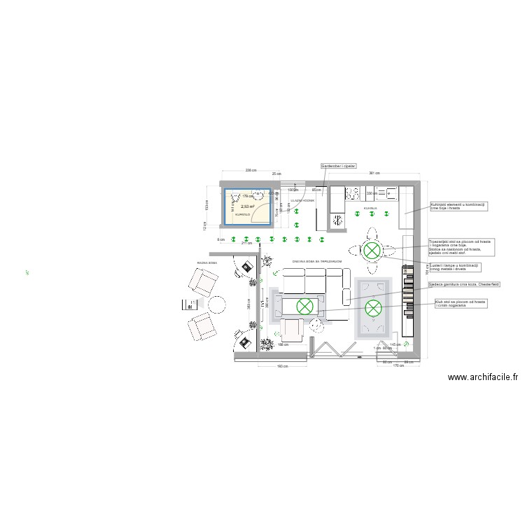 08-3, Z3. Plan de 1 pièce et 3 m2