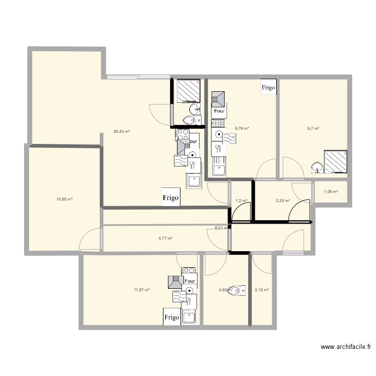 Etienne Richerand. Plan de 13 pièces et 94 m2