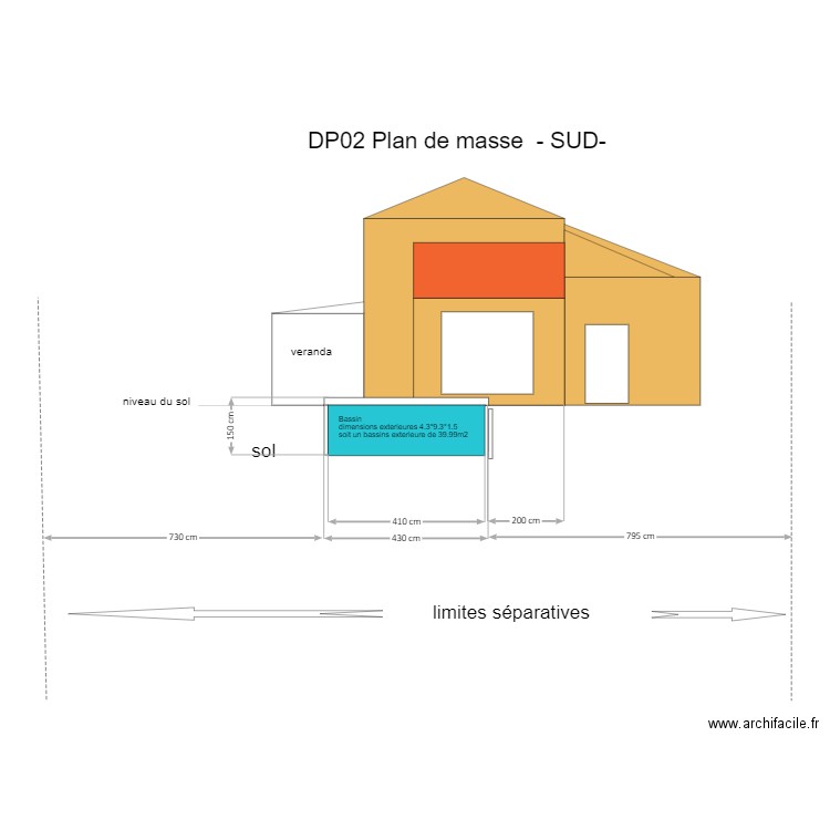 DP2 -plan de masse -sud-. Plan de 0 pièce et 0 m2